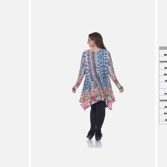 White Mark XL V Neck Blouse Tunic Blue Pink Pockets - Picture 2 of 13